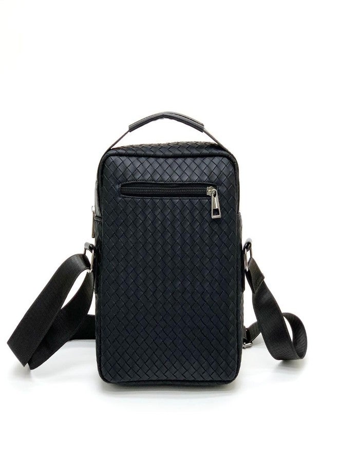 abrazo Sling Cross Body Messenger Bag For Men | Multi Pocket Shoulder Bag, Faux Leather, Black - Image 4